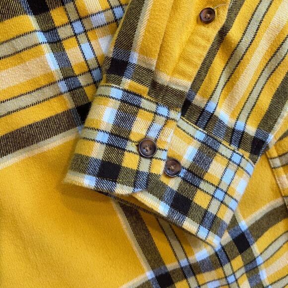 Lands’ End Men’s Yellow Plaid Flagship Flannel Shirt Size XXL NEW w/o Tags - Picture 4 of 10